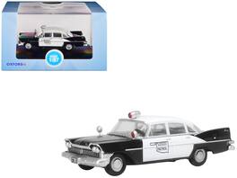 1959 Plymouth Savoy "Oklahoma Highway Patrol" 1/87 (HO) Scale Diecast Model Car by Oxford Diecast - Black and White