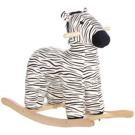 Qaba - Rocking Horse, Kids Rocking Animal, Zebra Shaped Ride on Horse w/Realistic Sound, for Boys & Girls 2-4 Years