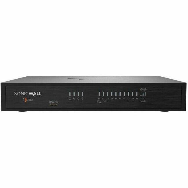 SonicWall - TZ280 Network Security/Firewall Appliance - Intrusion Prevention - 8 Port - Gigabit Ethernet - 2.50 Gbit/s - Black