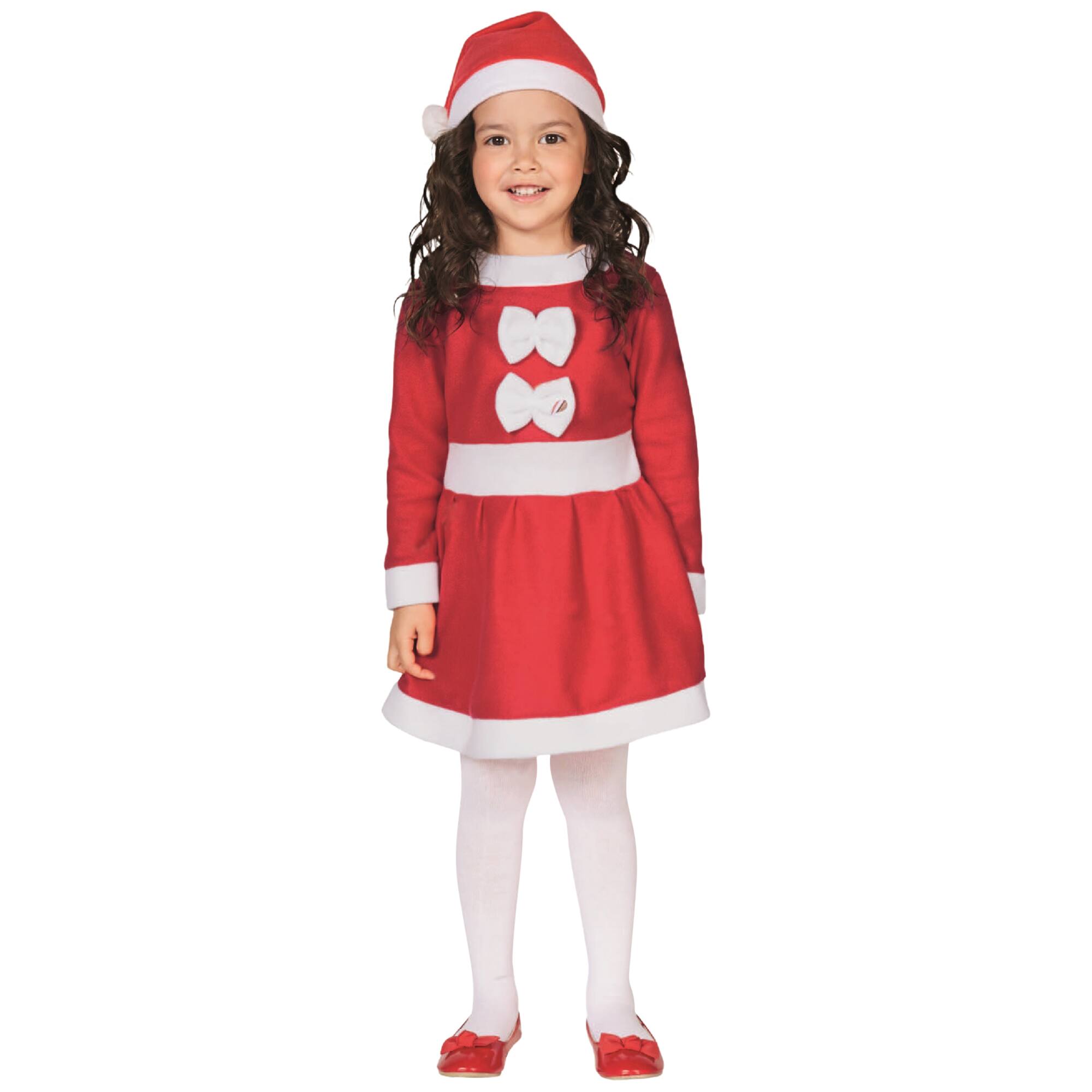 Alt View 1. Northlight - 26" Red and White Girls Santa Costume With a Dress and Hat : 6-8 years - White.