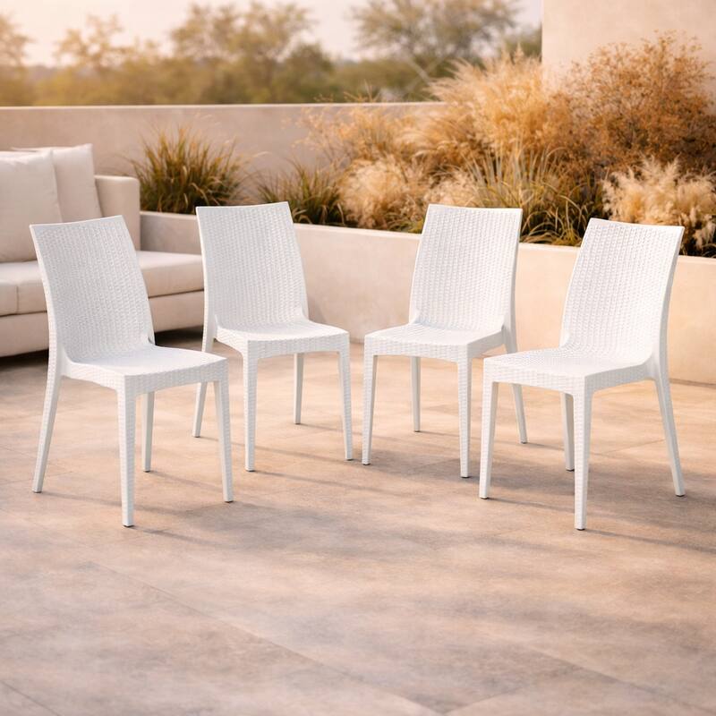 Angle. LeisureMod - Mace 4-Pieces  Outdoor Waterproof Patio Chair - No Assembly Required - White.