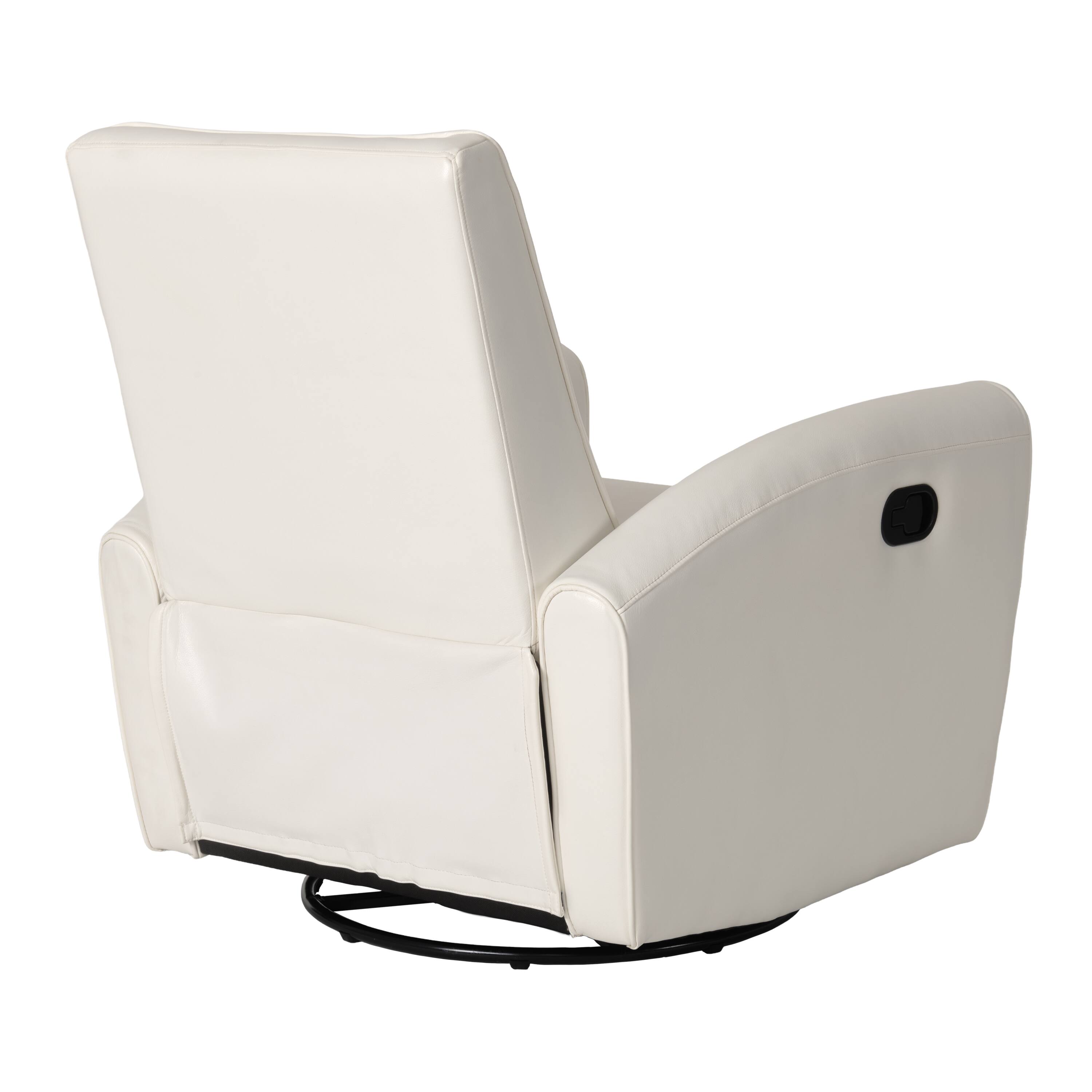 Back. CorLiving - Marin Faux Leather Upholstered Indoor Swivel Glider Manual Recliner with Steel and Engineered Wood Frame - White.