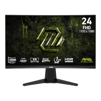 MSI 24" 1500R Curved Gaming VA Panel 240Hz 1ms MPRT HDR Ready Curved FHD 1920 x 1080 MAG MSI Arsenal Gaming