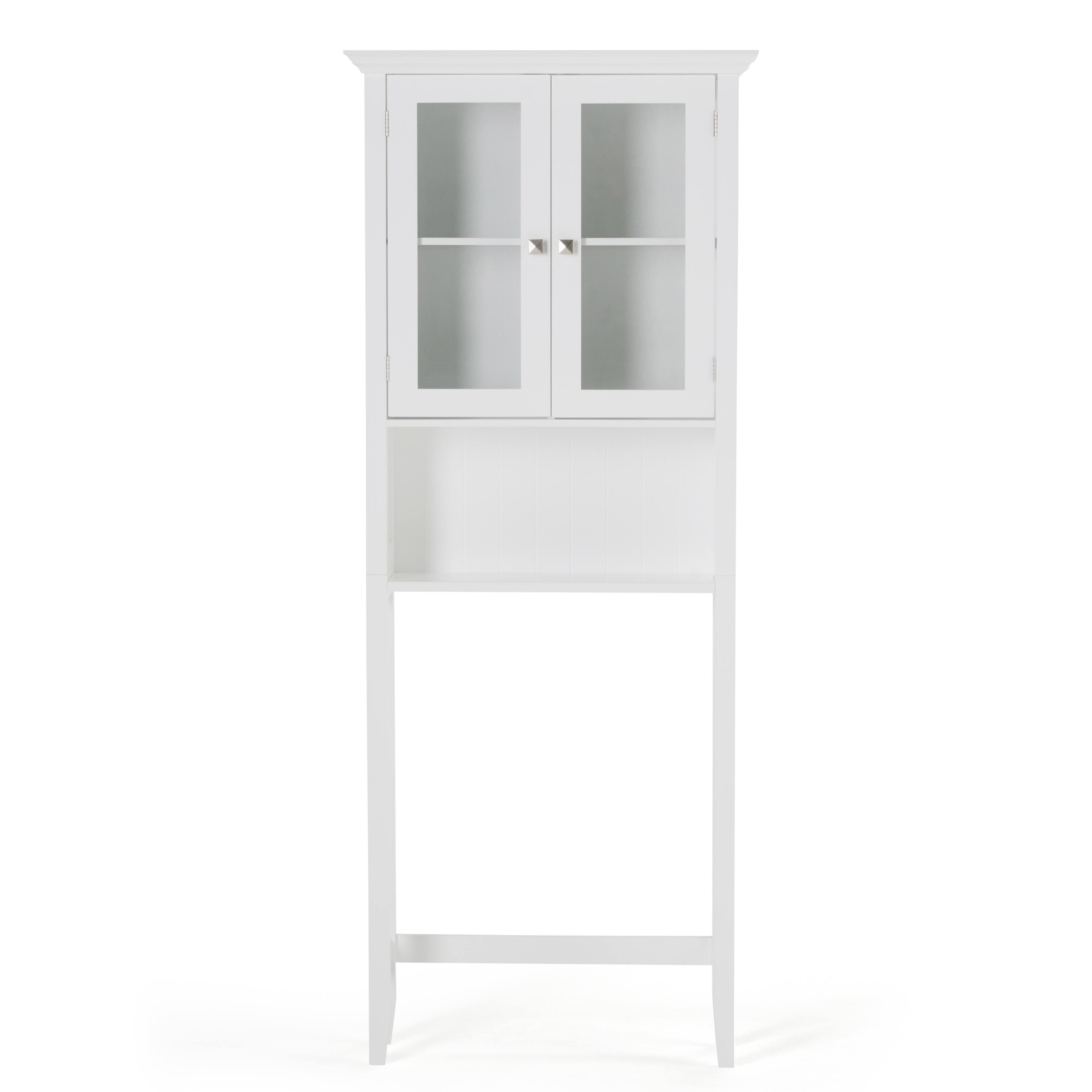 Left. Simpli Home - Acadian 68.4 inch H x 27.6 inch W Over The Toilet Space Saver Bath Cabinet in Pure White - Pure White.