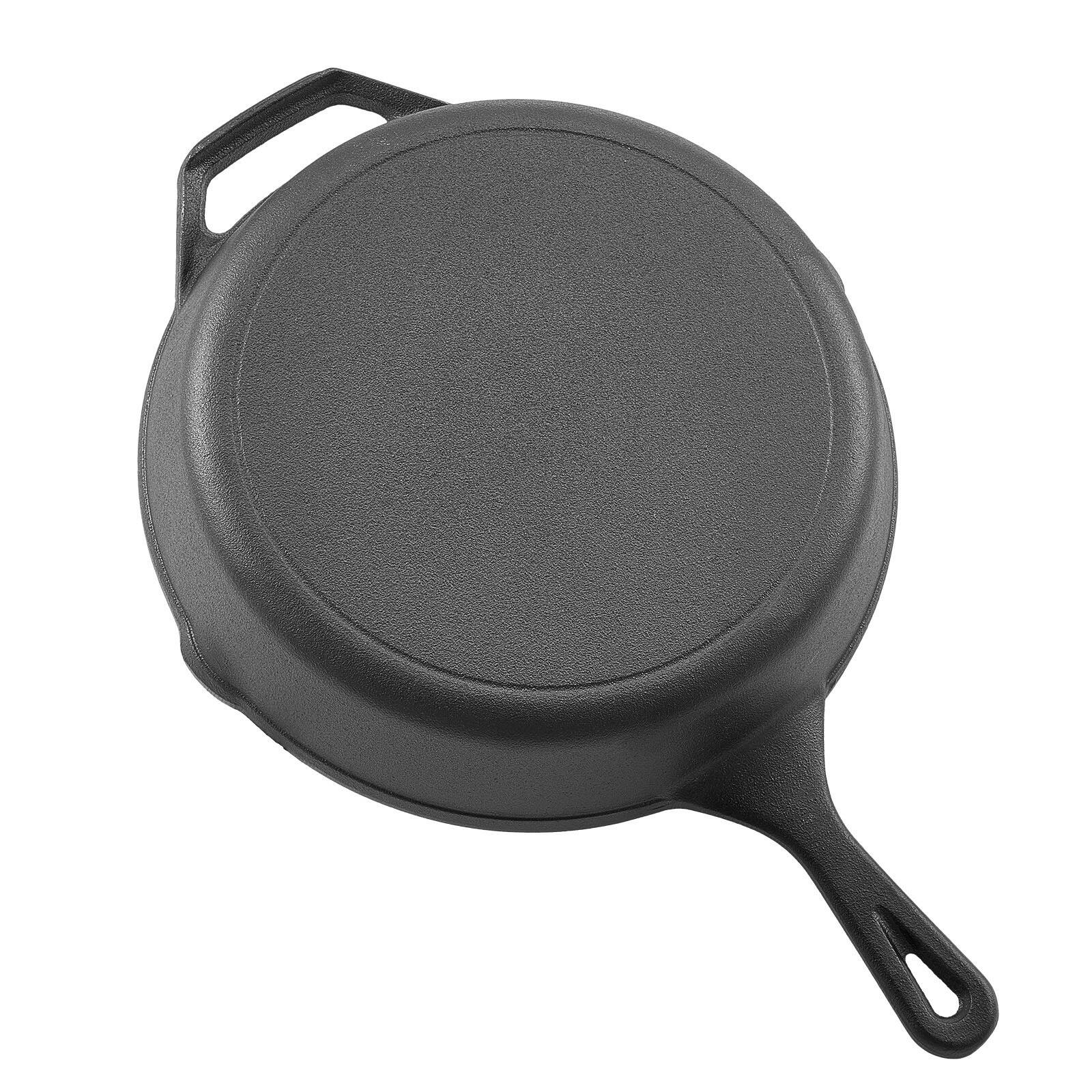 Alt View 9. Glintex - Cast Iron Skillet Frying Pan Set, 4 Piece Pre-Seasoned Cookware with Silicone Handle for Oven and Induction - Black.