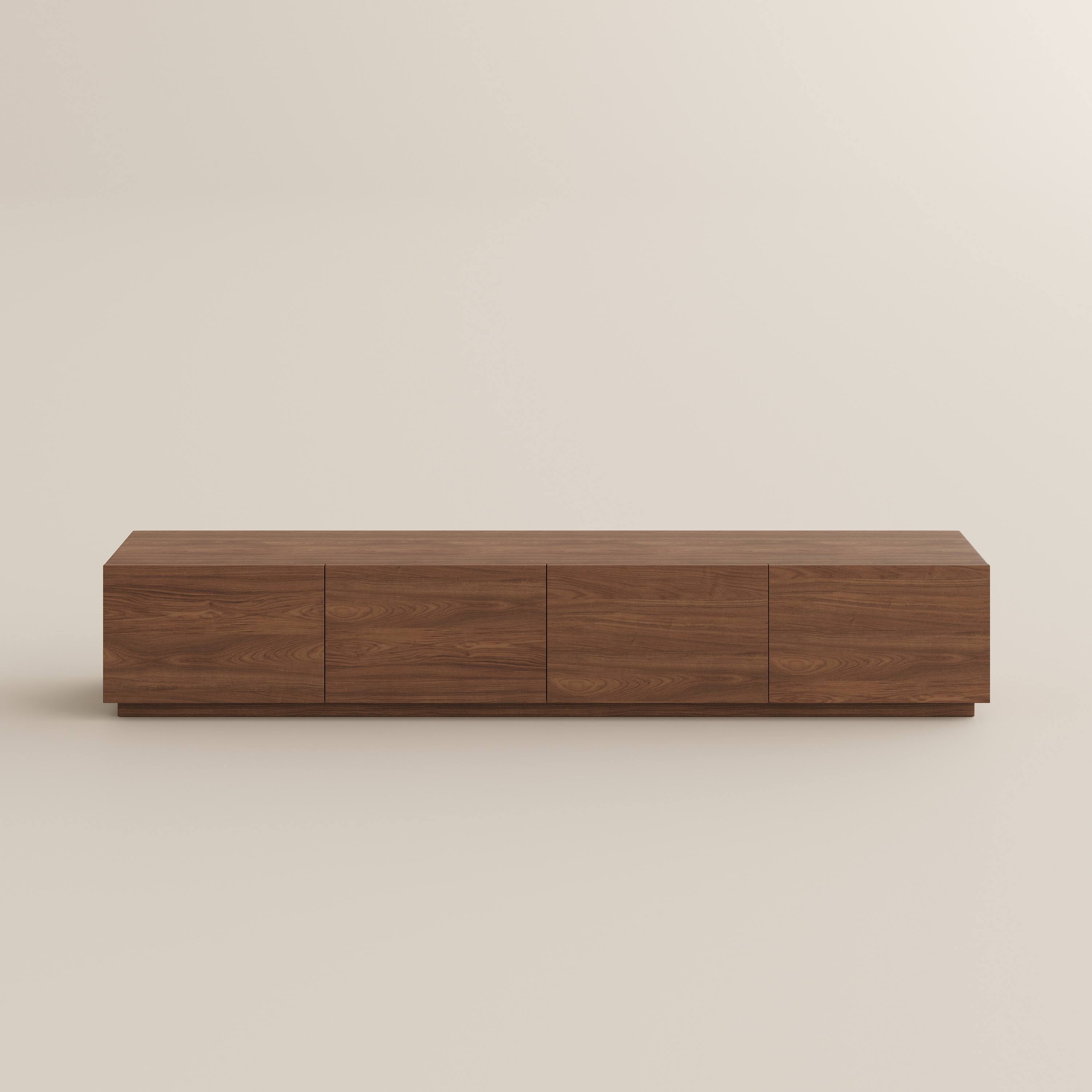 Alt View 6. POVISON - 78" Fully-Assembled,Minimalist TV Stand, Wood Media Console with Drawers, Walnut Veneer - Dark Wood.