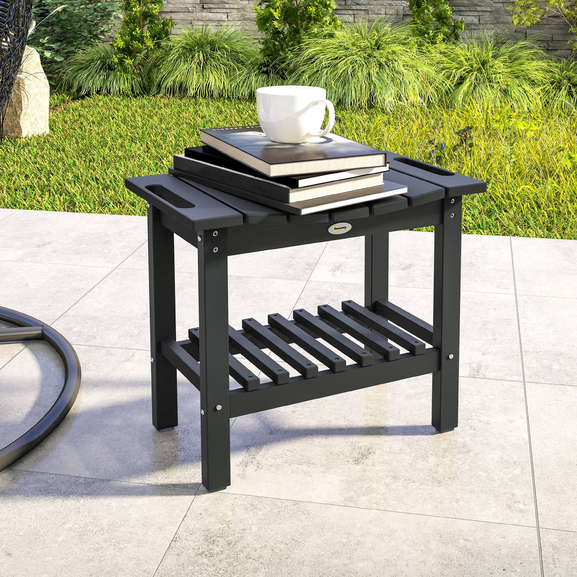 Alt View 1. Outsunny - Shower Bench for Inside Shower, HDPE Shower Stool with Handle, Storage Shelf, Non-Slip Pads - Black.