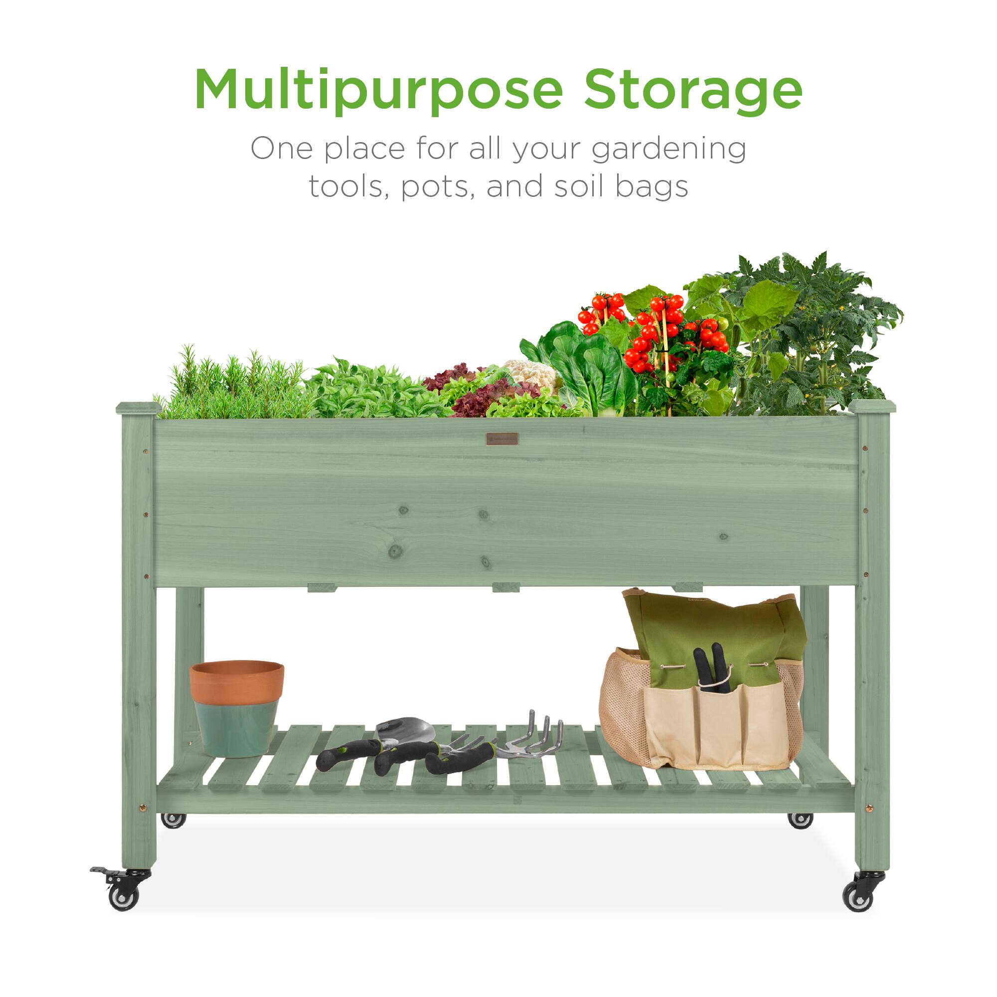 Multipurpose Storage  
One place for all your gardening tools, pots, and soil bags