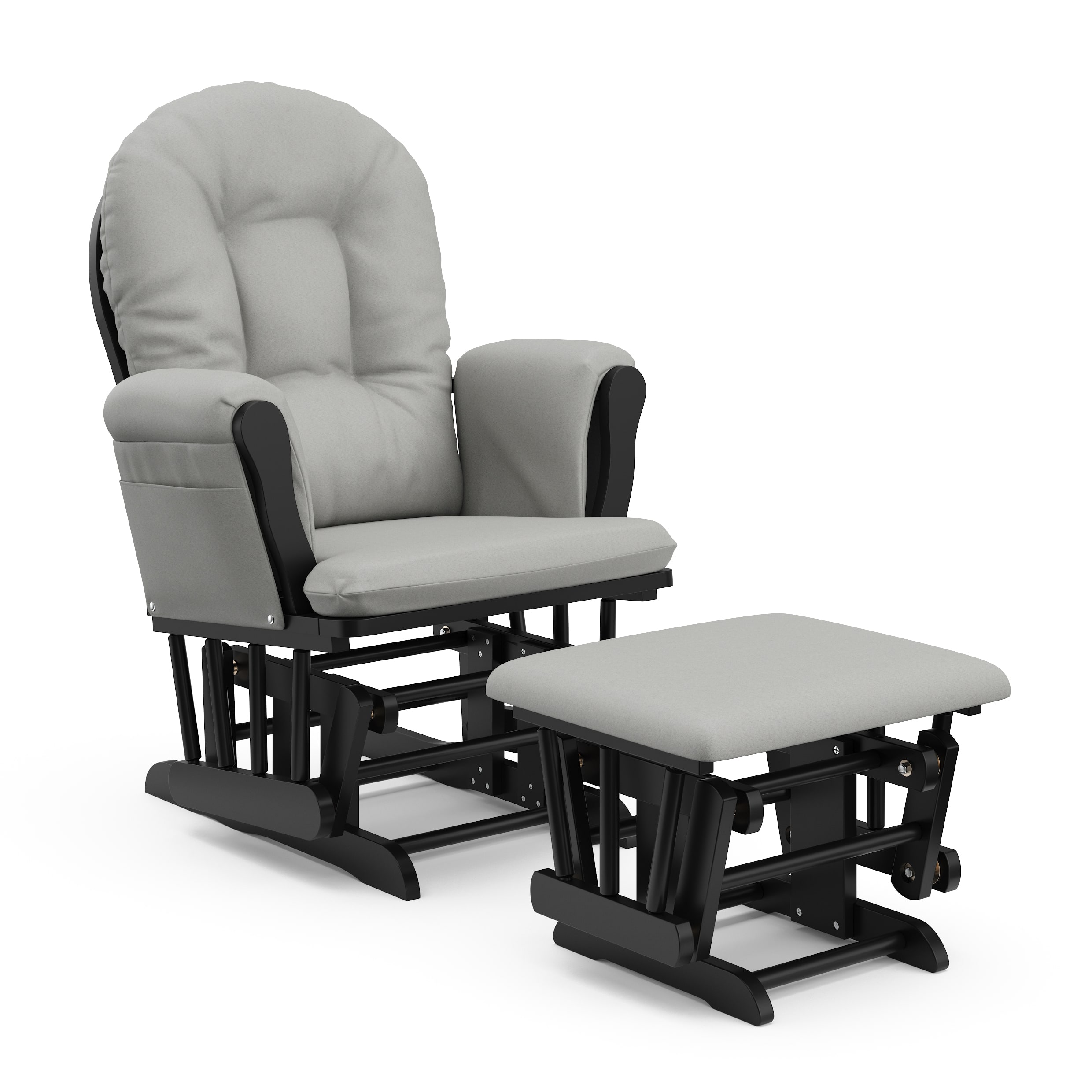 Front. Storkcraft - Hoop Glider and Ottoman - Black/Light Gray.
