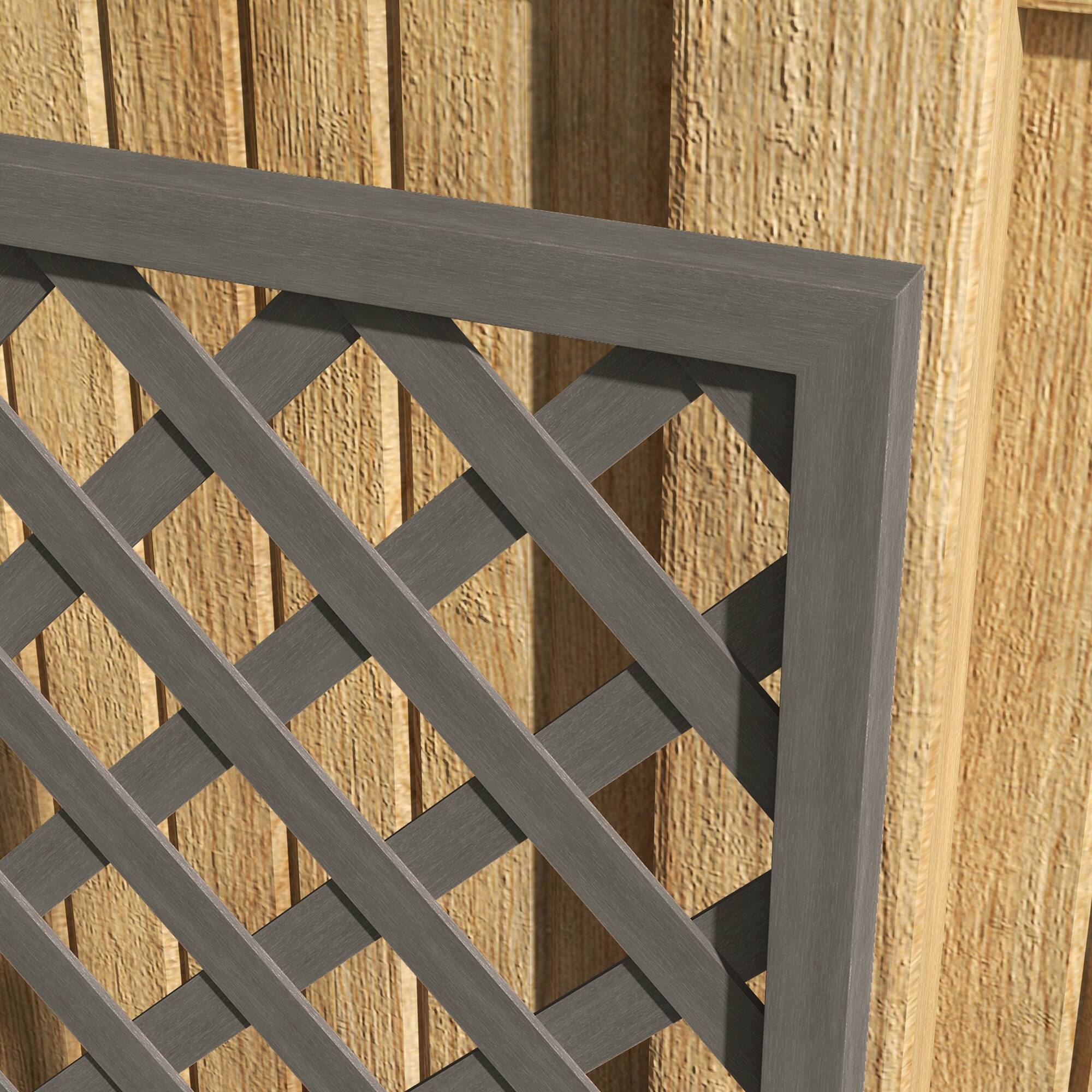 Alt View 4. Outsunny - Outsunny Raised Garden Bed with Trellis Lattice, Wood Planter Box with Self Draining Gap, Freestanding Trellis Planter - Dark Gray.