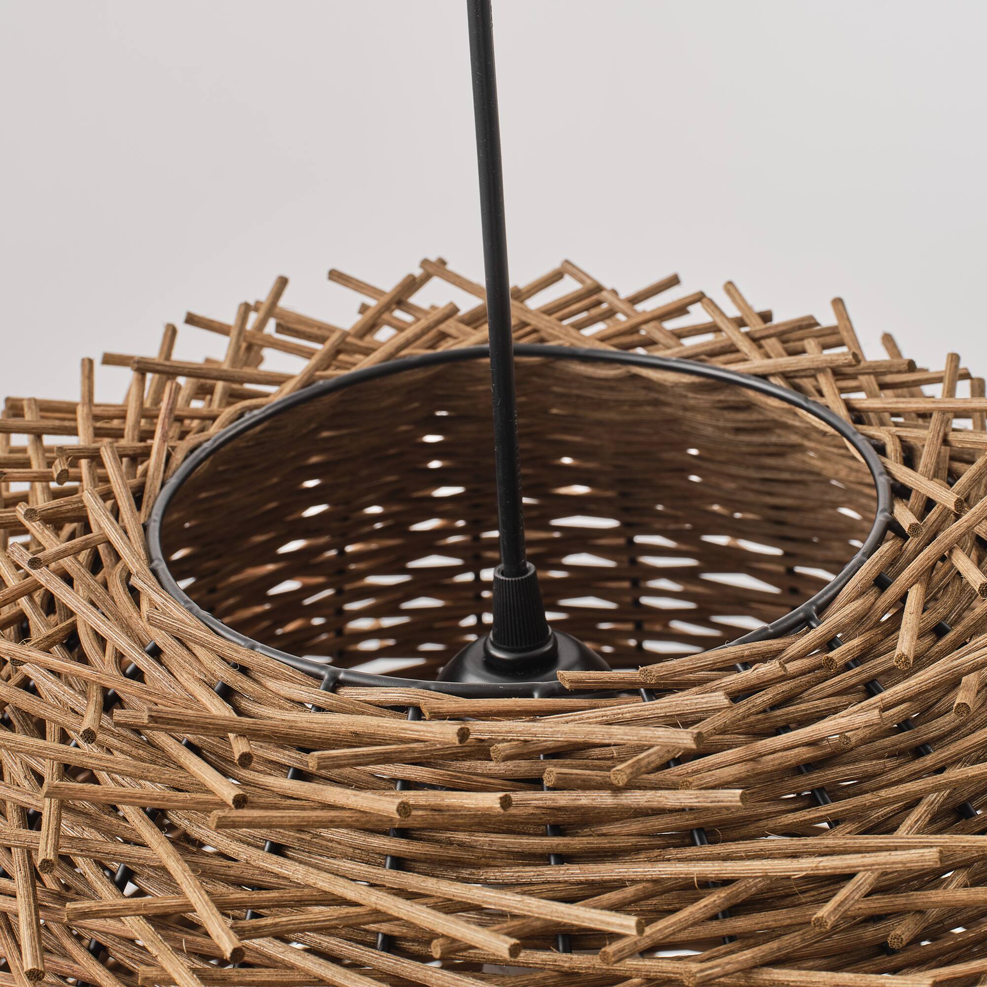 Alt View 7. Vaczon - Rattan Bird’s Nest Pendant /Flush Mount Light, Unique Irregular Shape, Wicker Shade, Boho Chic Ceiling Lighting - Natural Rattan.