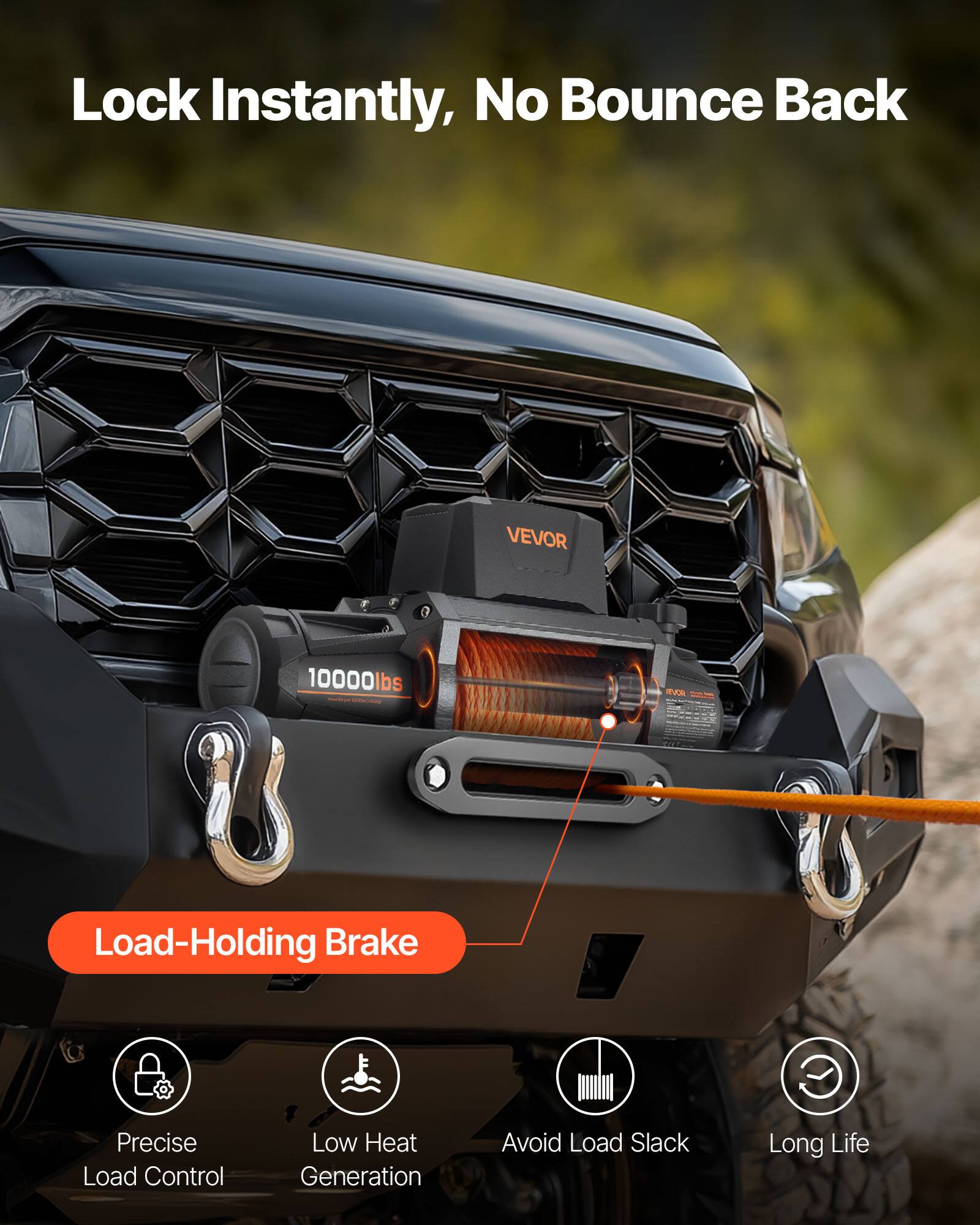 Lock Instantly, No Bounce Back

VEVOR 10000lbs

Load-Holding Brake

- Precise Load Control
- Low Heat Generation
- Avoid Load Slack
- Long Life