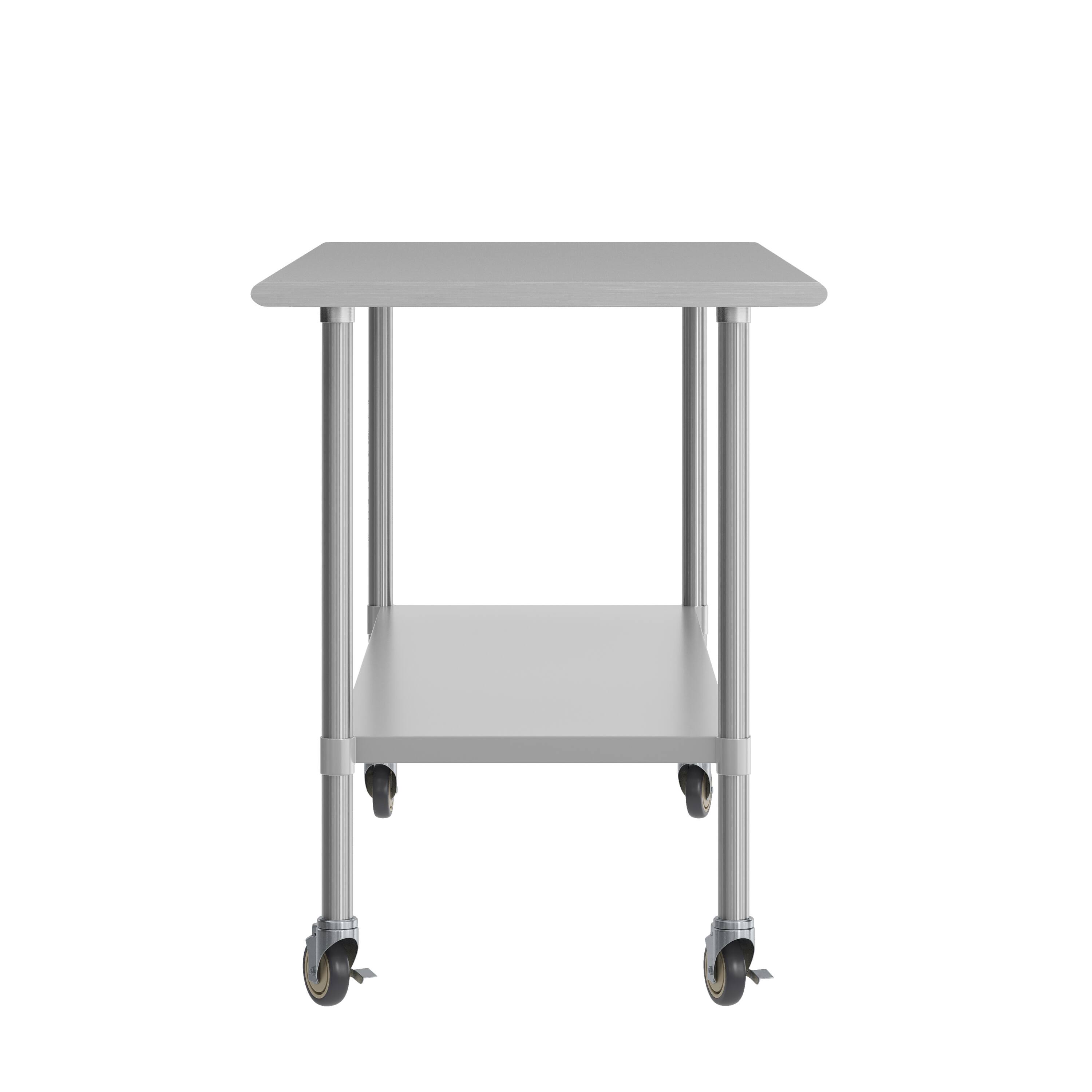 Left. Flash Furniture - Reader Portable Prep and Work Table with NSF Certified 18 Gauge Stainless Steel Top Shelf, Galvanized Steel Undershelf a - Gray.