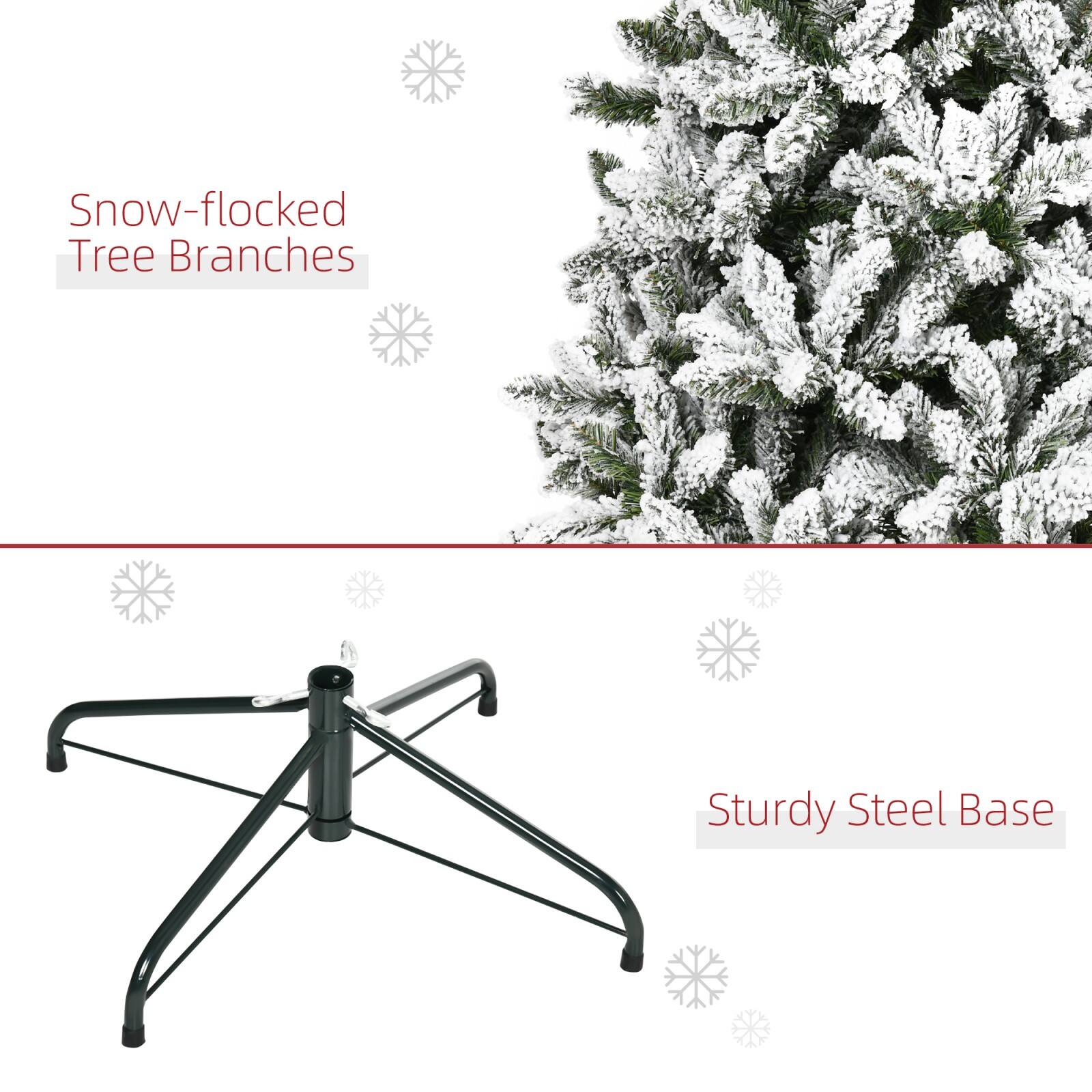 Snow-flocked Tree Branches  
Sturdy Steel Base