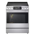 LG - SIGNATURE 30-in 6.3 CF Slide-In Elec Induction True Convect Smart Range w/ 5 Elements, Air Fry and AI Gourmet Camera - Stainless Steel