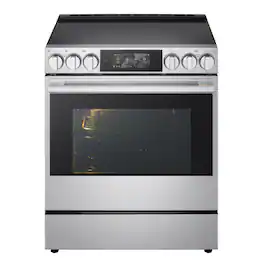 LG - SIGNATURE 30” Slide-In Electric Induction True Convection Smart Range with Air Fry and AI Gourmet Camera - Stainless Steel