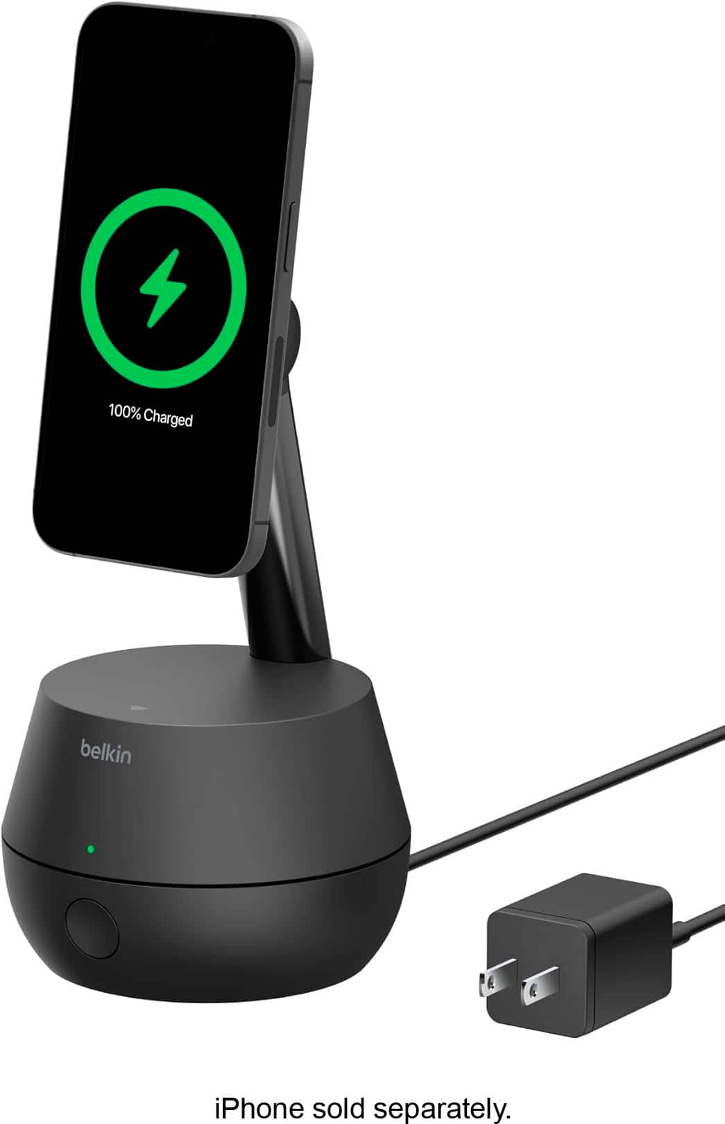 Belkin - Wireless Charger Stand, Auto Face Tracking, Apple DockKit Certified, Tripod & MagSafe Compatible, 360° Rotation. - Angle_Zoom