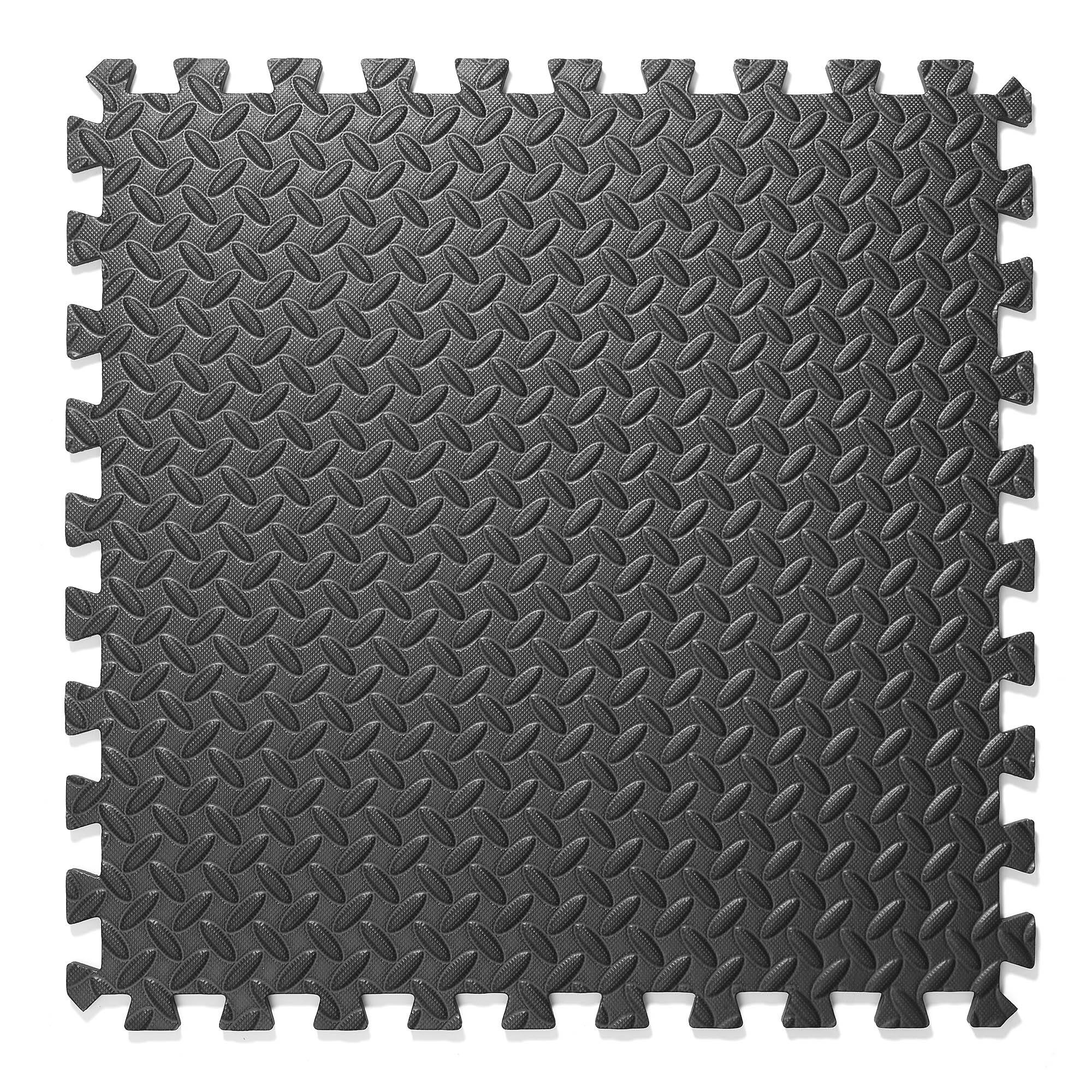 Alt View 4. Philosophy Gym - Exercise Flooring Mats - Foam Rubber Interlocking Puzzle Floor Tiles - Black.