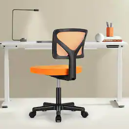 Bestier - Ergonomic Low-Back Mesh Armless Office Chair, Adjustable Swivel Rolling Computer Chair Home Office Desk Chair - Orange