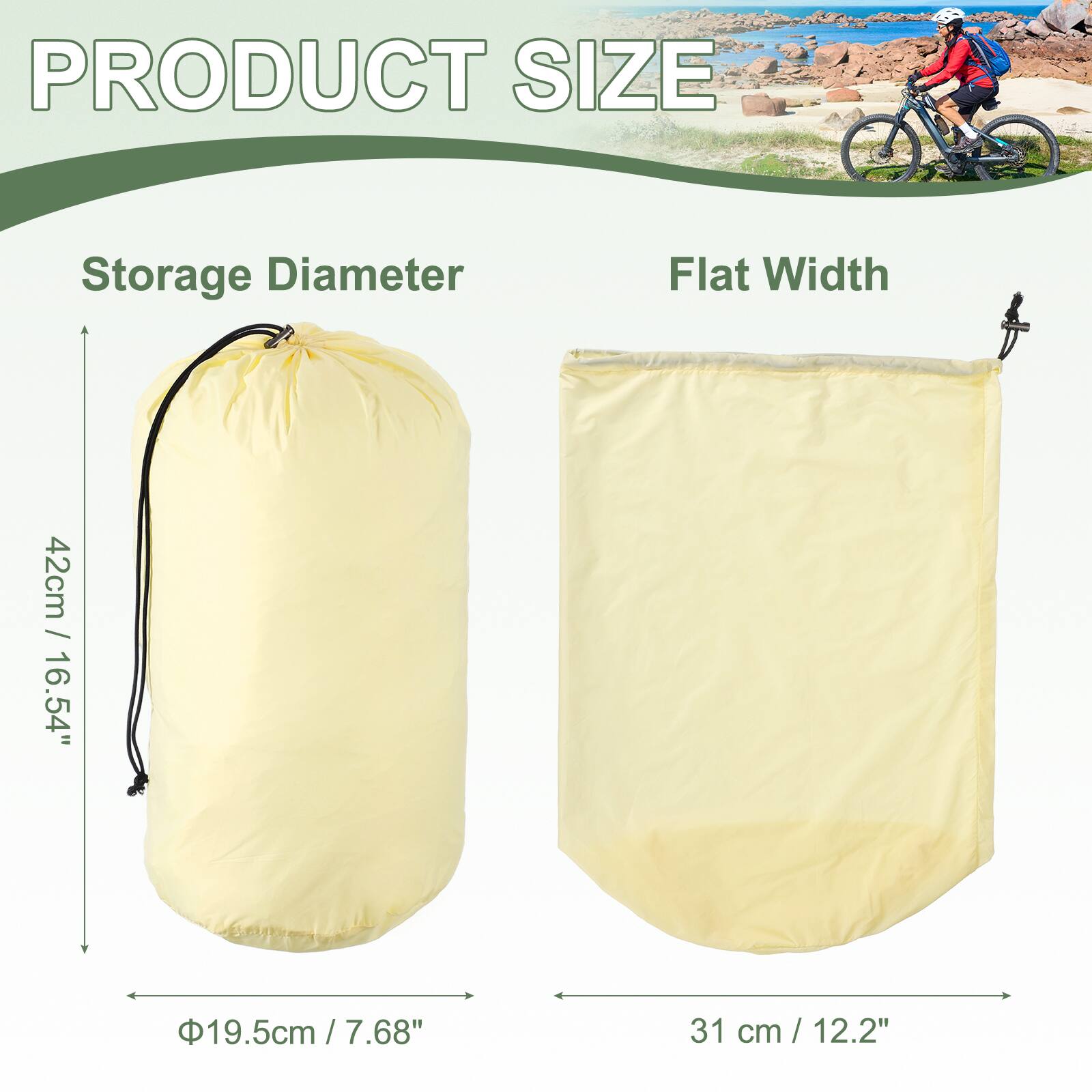 PRODUCT SIZE

Storage Diameter
42cm / 16.54"

Flat Width
31 cm / 12.2"