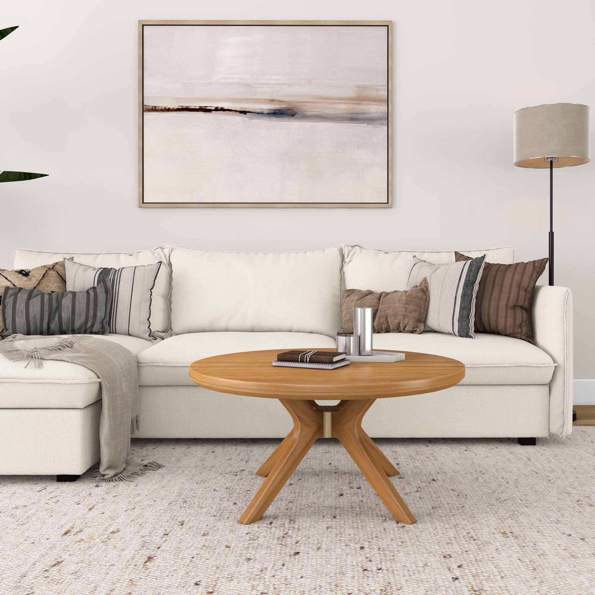 Alt View 1. Plank+Beam - Verso Round Coffee Table (36in x 36in / 910mm x 910mm), Pecan - Pecan.