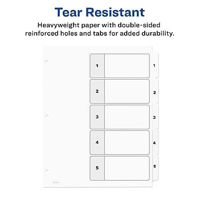 Tear Resistant  
Heavyweight paper with double-sided reinforced holes and tabs for added durability.

1 1  
2 2  
3 3  
4 4  
5 5