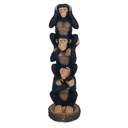 Front. FC Design - FC Design 8.5"H Hear-No, See-No, Speak-No Evil Stacked Monkeys Figurine Statue Office Desk Tabletop Home Decor Gift - Multi-Color.