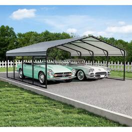 U-HOMY - Outdoor Carport – Galvanized Steel Roof, Heavy-Duty All-Weather Shelter for Cars, Boats, Tractors & Equipment - 12'x 20'