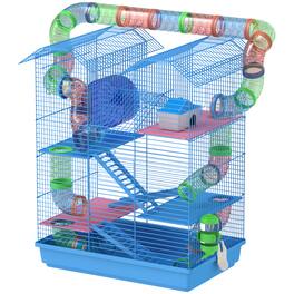 Pawhut - 5 Tier Hamster Cage with Tubes and Tunnels, Small Animal Cage, Rat Gerbil Cage with Water Bottle, Food Dish