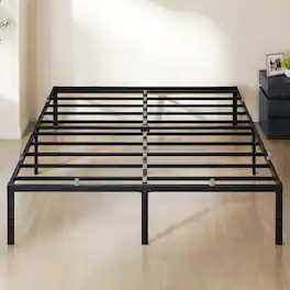 Songmics Home - King Metal Bed Frame 18 Inches Tall, 1100 lb Weight Capacity, with Under-Bed Storage, Heavy-Duty Platform Bed - Matte Black