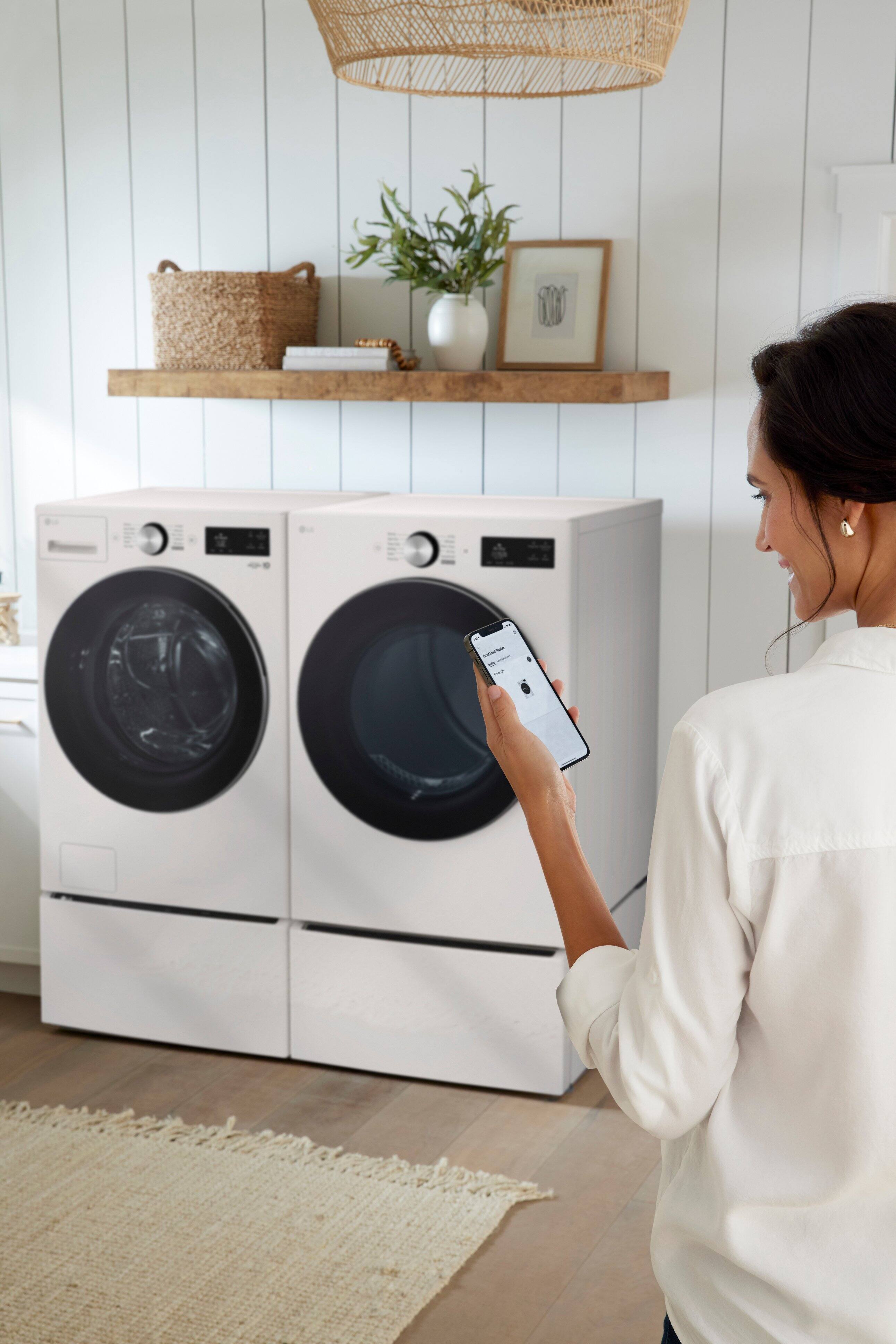 Alt View 29. LG - 5.0 Cu. Ft. High-Efficiency Stackable Smart Front Load Washer with Steam and TurboWash 360° - Alpine White.