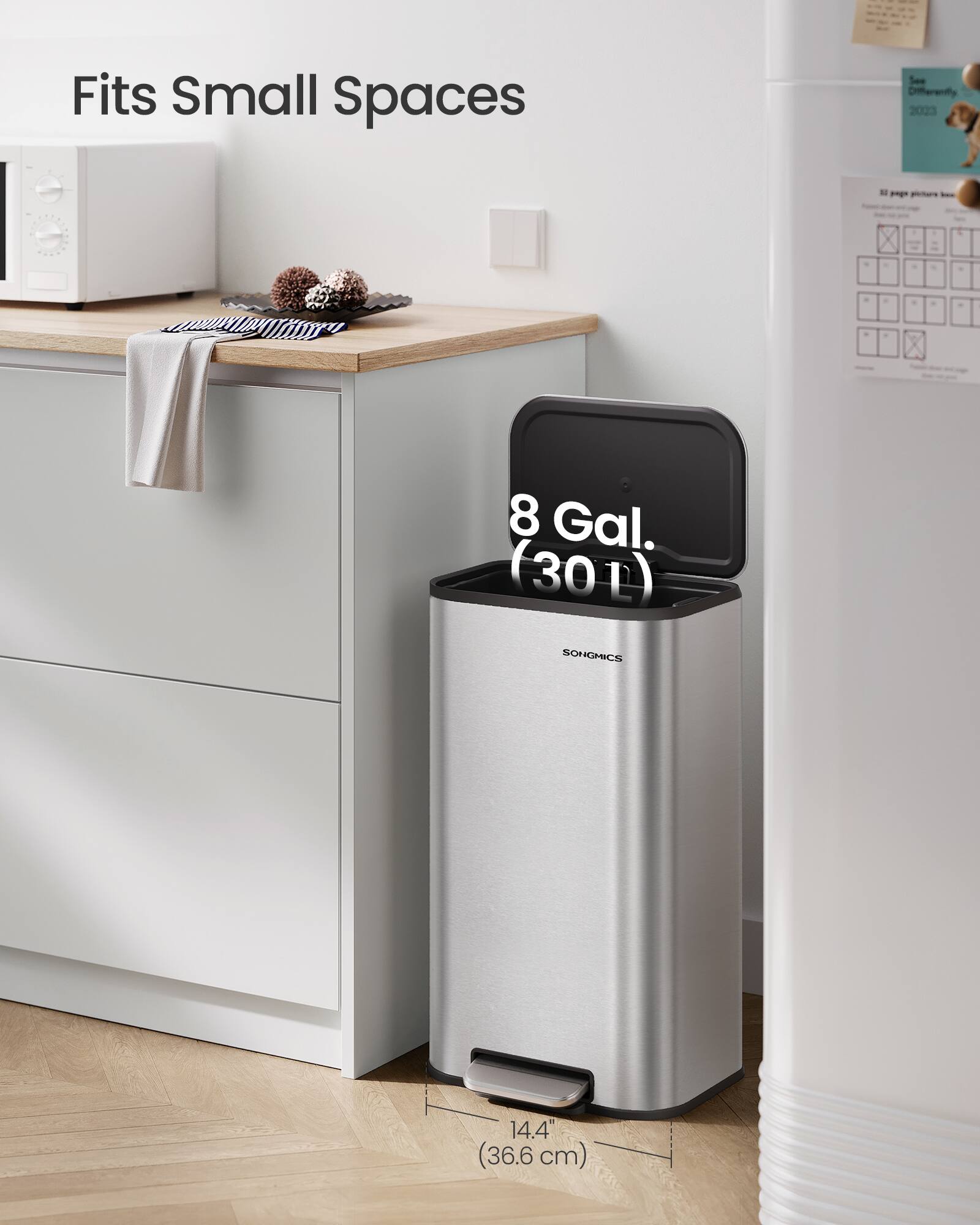 Fits Small Spaces

8 Gal. (30 L)

SONGMICS

14.4" (36.6 cm)