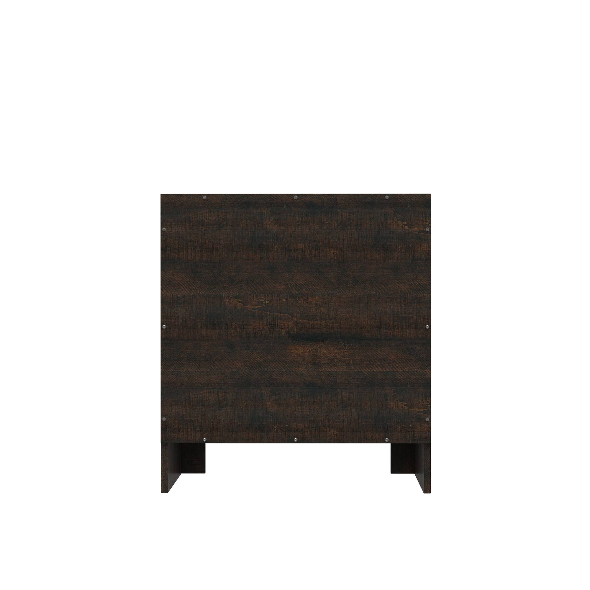 Back. Famapy - Famapy Retro - Style 2 - Drawer Nightstand: Rustic Wood Bedside Organizer - Brown.