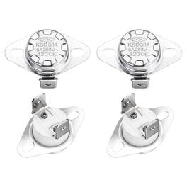 Unique Bargains - KSD301 Thermostat 120°C/248°F 16A Normally Open N.O Temperature Switch for Microwaves/Oven 4pcs Ceramic - Silver