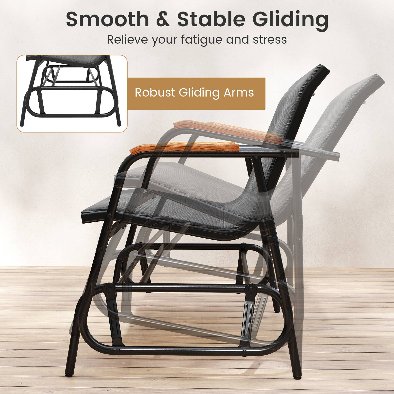 Smooth & Stable Gliding  
Relieve your fatigue and stress  

Robust Gliding Arms