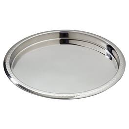 Jiallo - Elegance Hammered Border Stainless Steel Serving Tray - Silver, Multi Color