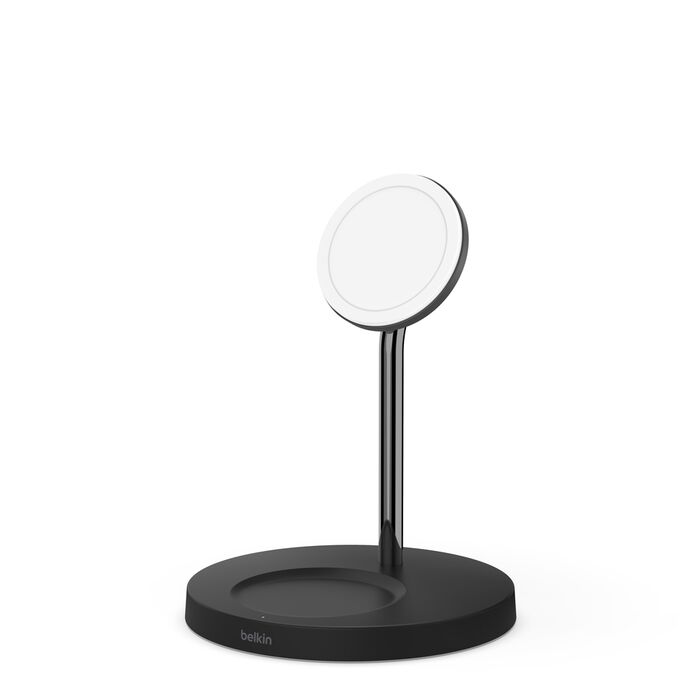 Alt View 3. Belkin - MagSafe 2-in-1 Wireless Charging Stand for Apple iPhone & AirPods, 15W - Black.