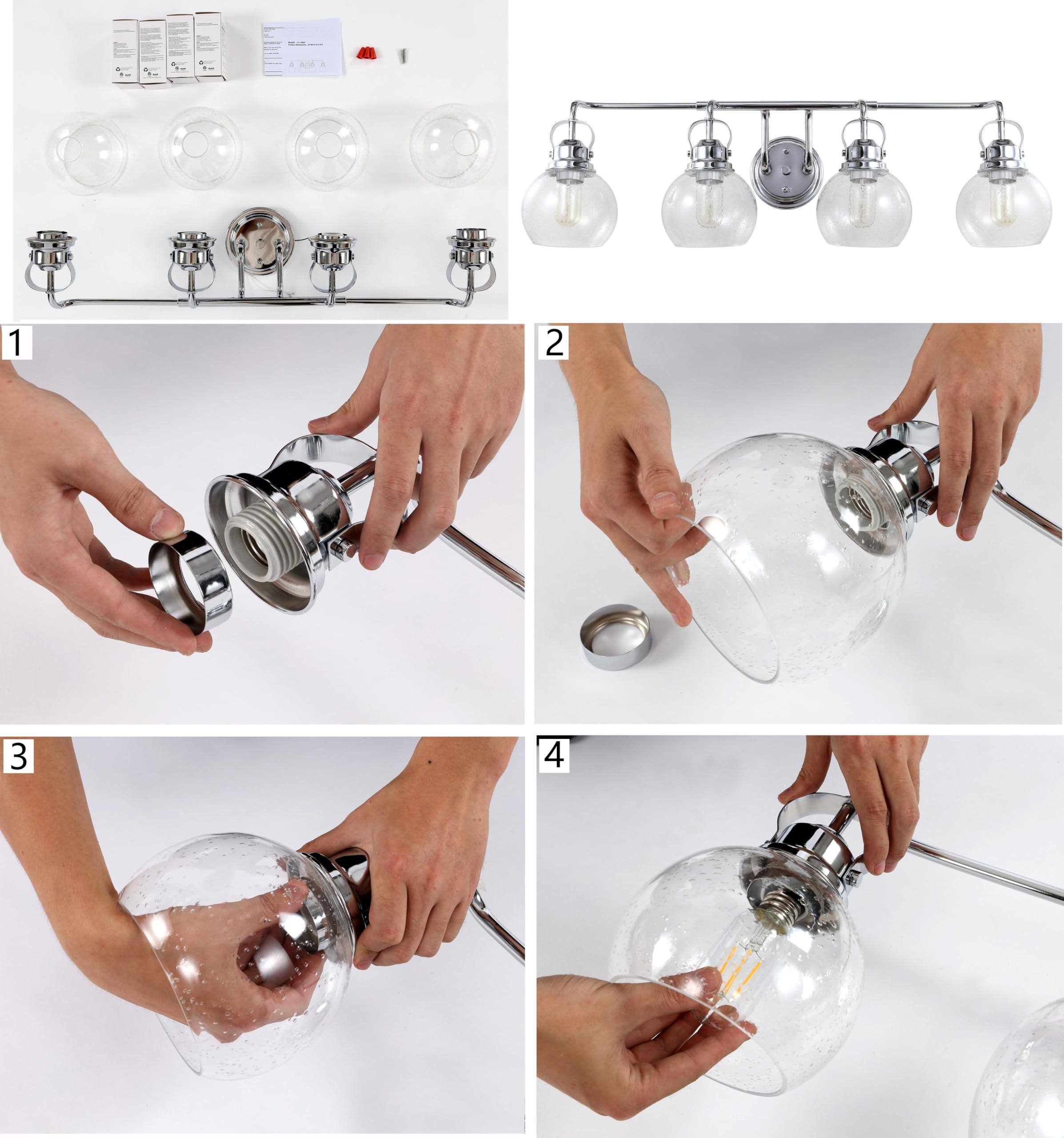 Alt View 3. Dazzling Pops - Jyla Shirley Metal bubbled Glass Vanity Light Contemporary Transitional k Edison w Bulbs Included For Bathr - 4 Light.