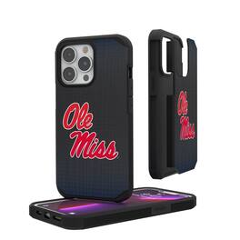 Keyscaper - NCAA - Ole Miss Rebels Linen Logo iPhone Rugged Case - 13 - Black