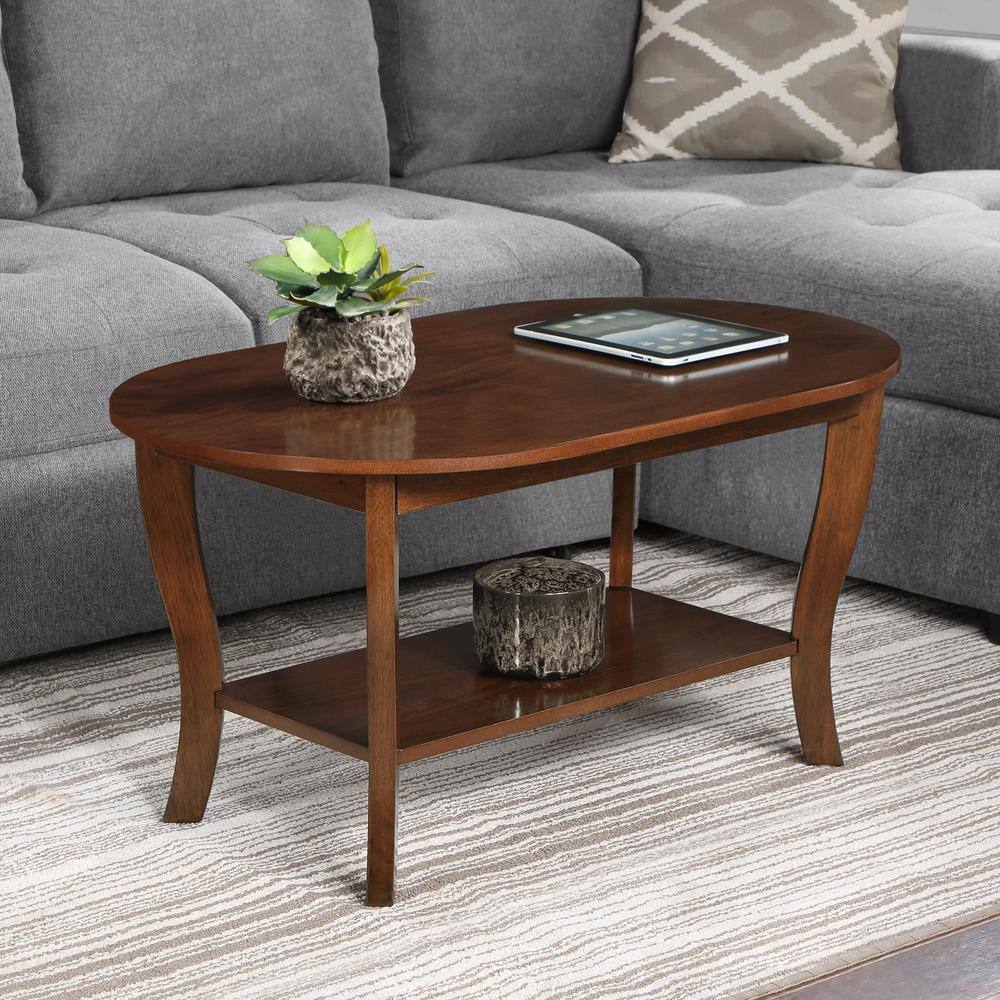 Back. Convenience Concepts - American Heritage Oval Coffee Table with Shelf - Espresso.