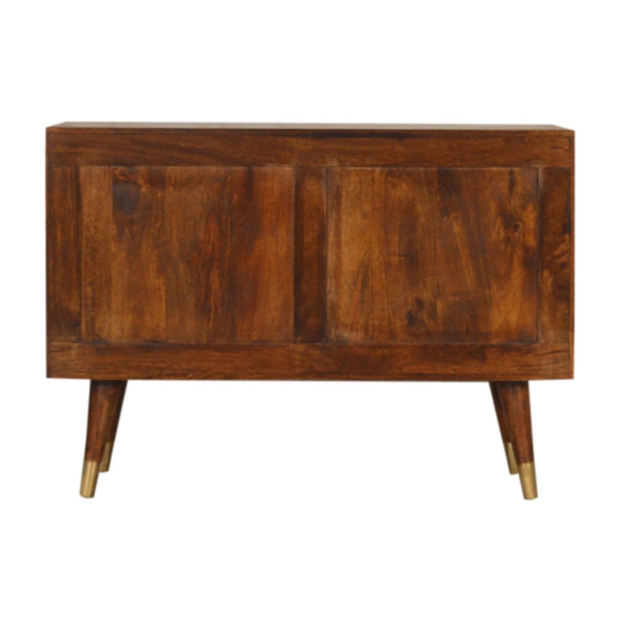 Alt View 5. Artisan Furniture - Artisan Furniture Solid Wood Manila Gold Sideboard, 3 Drawers, 2 Shelves, Gold and Brown - Brown and Gold.