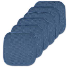 Sweet Home Collection - Honeycomb Memory Foam No Slip Back 16" x 16" Chair Pad Cushion, 6-Pack - Blue