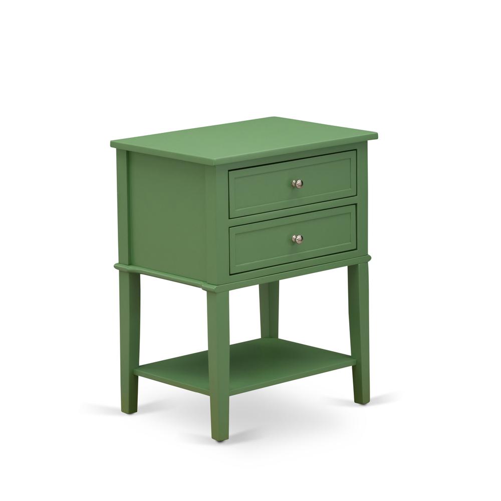 Left. East West Furniture - East West Furniture VL-12-ET Modern Wooden Nightstand with 2 Mid Century Wooden Drawers, Stable and Sturdy Constructed - Clover Green.