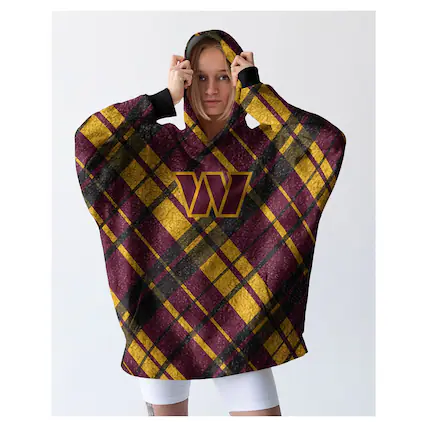 Front. Pegasus - Washington Commanders 34" x 34" Digital Dash Sherpa Hooded Fan Cape - Multicolor.