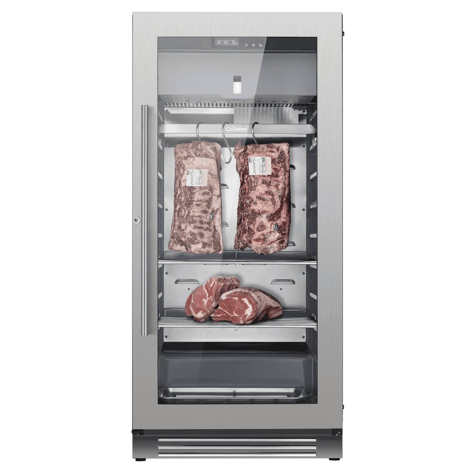 Front. Ca'Lefort - Dry Aging Fridge for Steaks,Dry Age freezer with Dual-Layer LOW-E Glass,Home Meat Ager Refrigerator 233L - Silver.