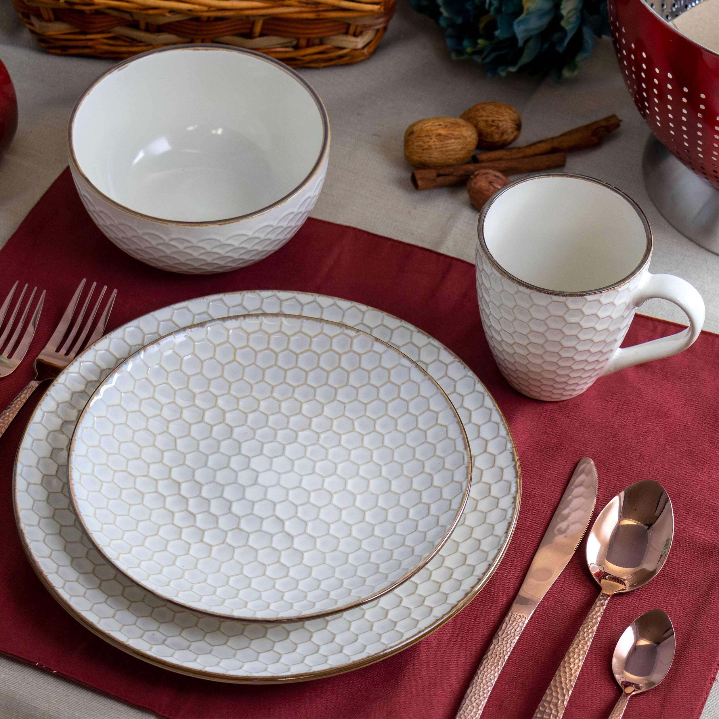 Alt View 9. Elama - Elama Honey Ivory 16 Piece Stoneware Dinnerware Set in Ivory - Ivory.