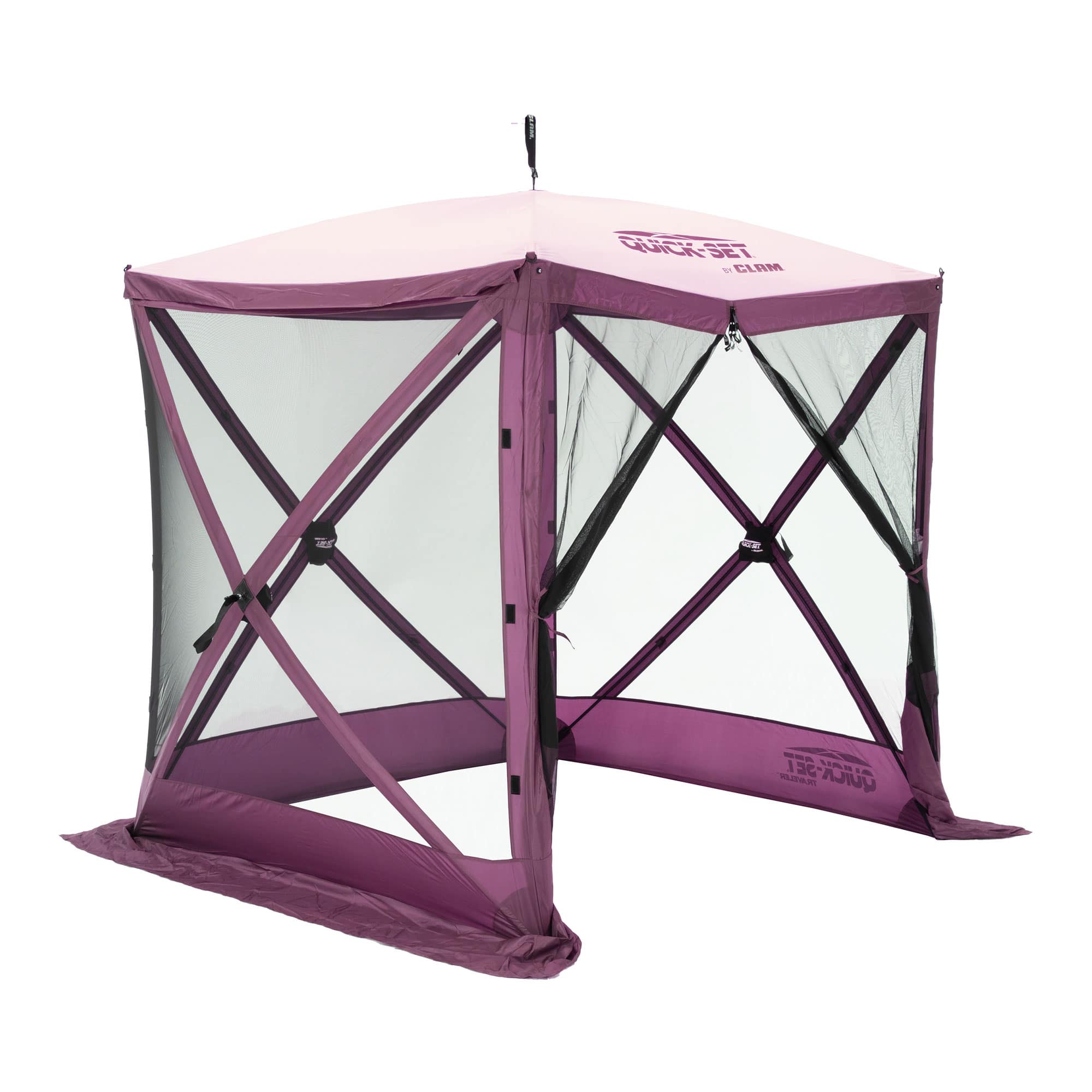 Clam - Quick-Set Traveler 6x6 Ft Portable Outdoor 4 Sided Canopy Shelter - Plum