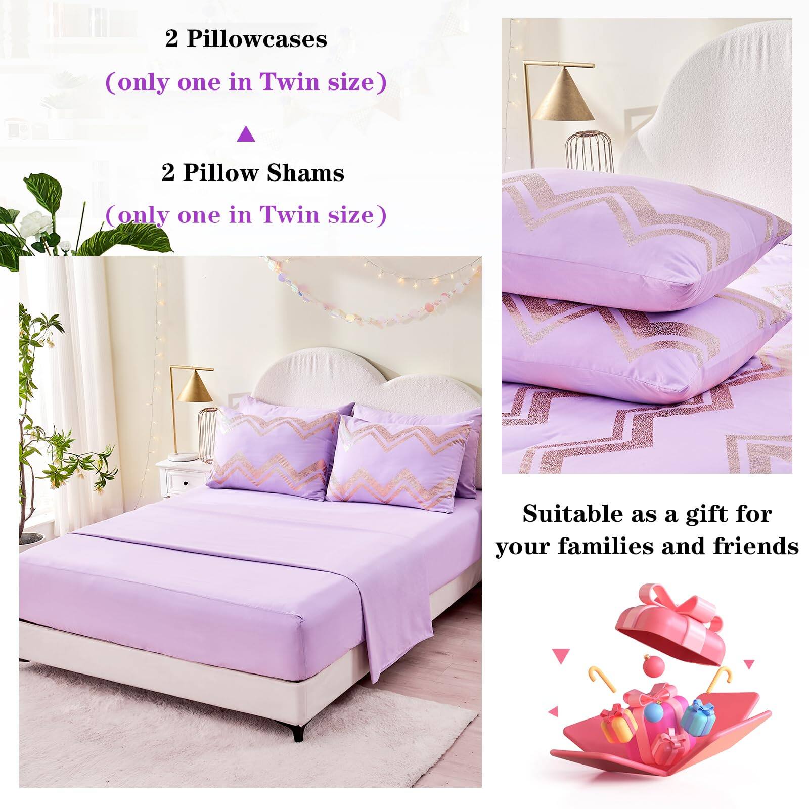 2 Pillowcases  
(only one in Twin size)  

2 Pillow Shams  
(only one in Twin size)  

Suitable as a gift for your families and friends