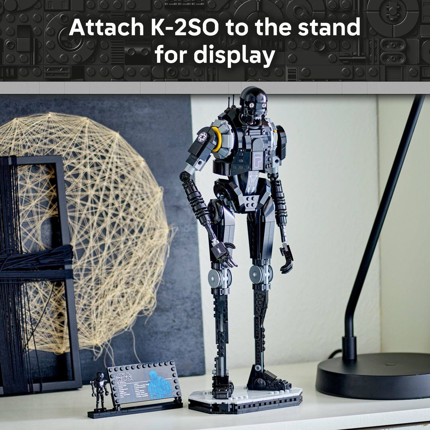 Attach K-2SO to the stand for display. SAO WILS