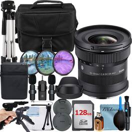 Sigma - 10-18mm f/2.8 DC DN Contemporary Lens for Sony E-Mount with 128GB Card + Case + ZeeTech Bundle - Black